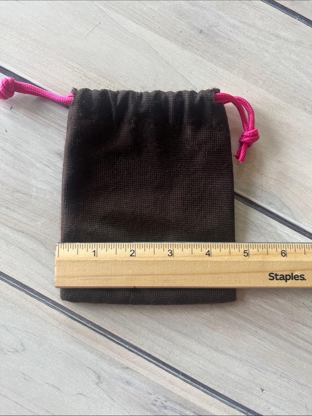 kate spade brown pouch with pink drawstrings - Picture 3 of 4